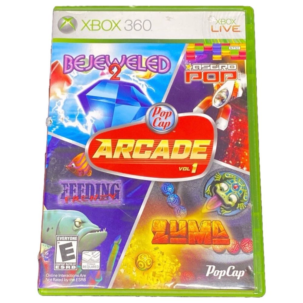 Pop Cap Arcade Vol 1 Bejeweled 2 Zuma Feeding Frenzy Xbox 360 Complete